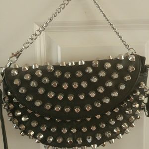 Studded black leather purse by Lionel
